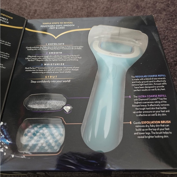 New Amope Pedi Perfect Pro Kit Rechargeable Foot File & Exfoliator Plus Refills - Picture 5 of 6